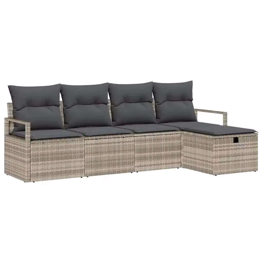 Set di divani ad angolo vidaXL in rattan con cuscini grigi e struttura in metallo per giardino e terrazza – 2