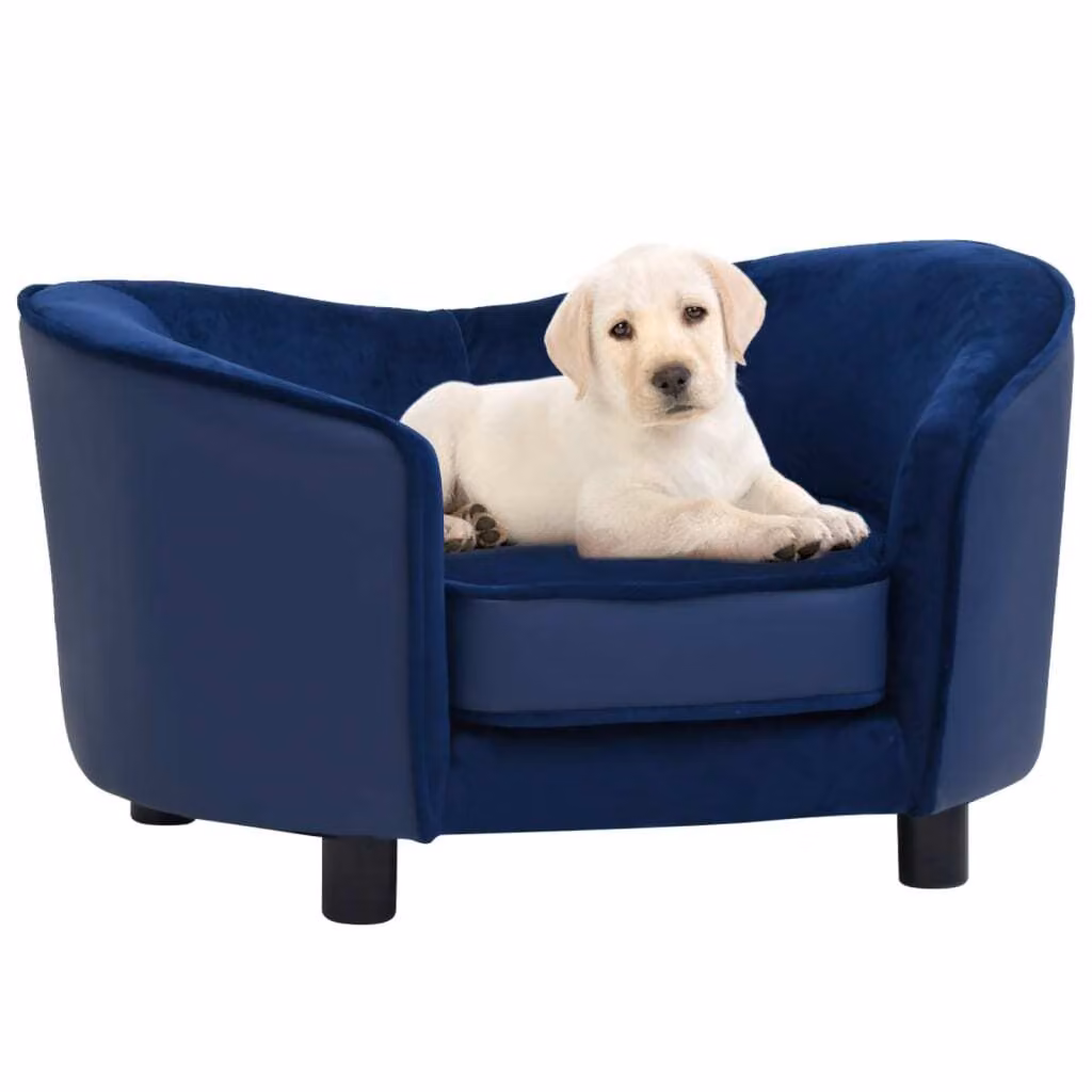 The Living Store Divano per cani blu 69x49x40 cm in peluche e Pelle finta