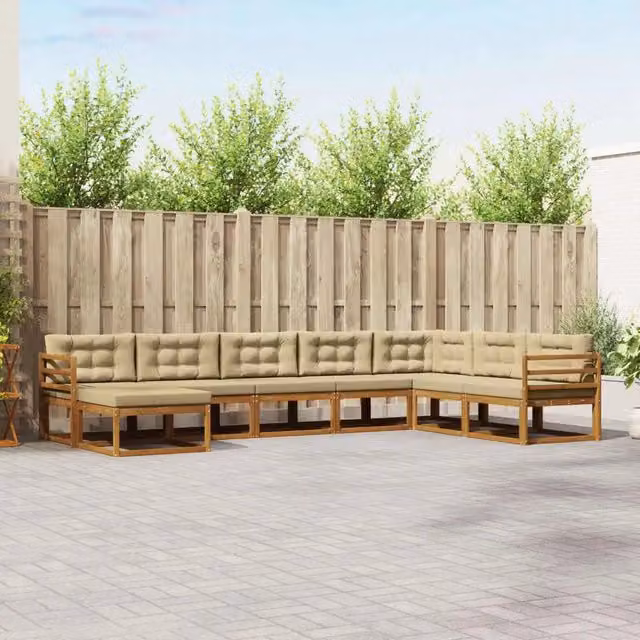 Set di divani da esterno 8 pz Naturale e Beige 3367986