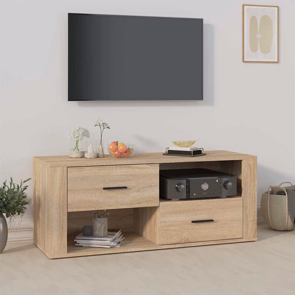 Mobile per TV vidaXL in legno multistrato color rovere sonoma marrone L 100 cm, P 35 cm, H 40 cm