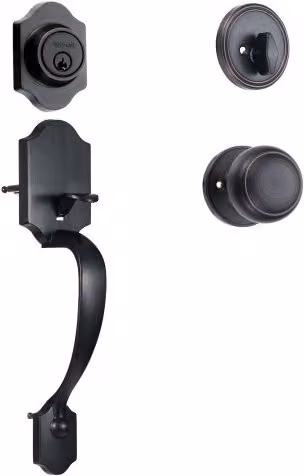 Set di maniglie per porta d'ingresso VEVOR in lega di zinco, modello long backplate, disponibili in bronzo o nero