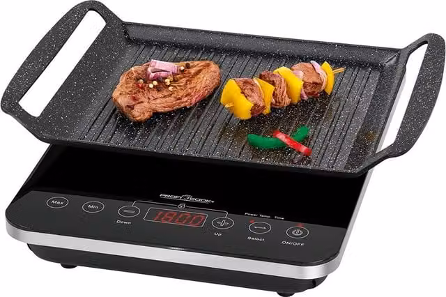 Barbecue da Tavolo a Induzione Proficook 2000W con Sensore Touch e Timer, Colore Nero
