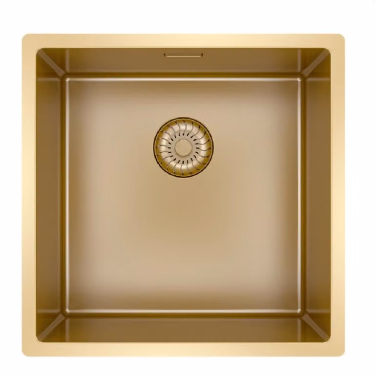 Lavello Caressi CAPP40R10G, da incasso/sotto piano, a filo piano (HPL). Oro (PVD).