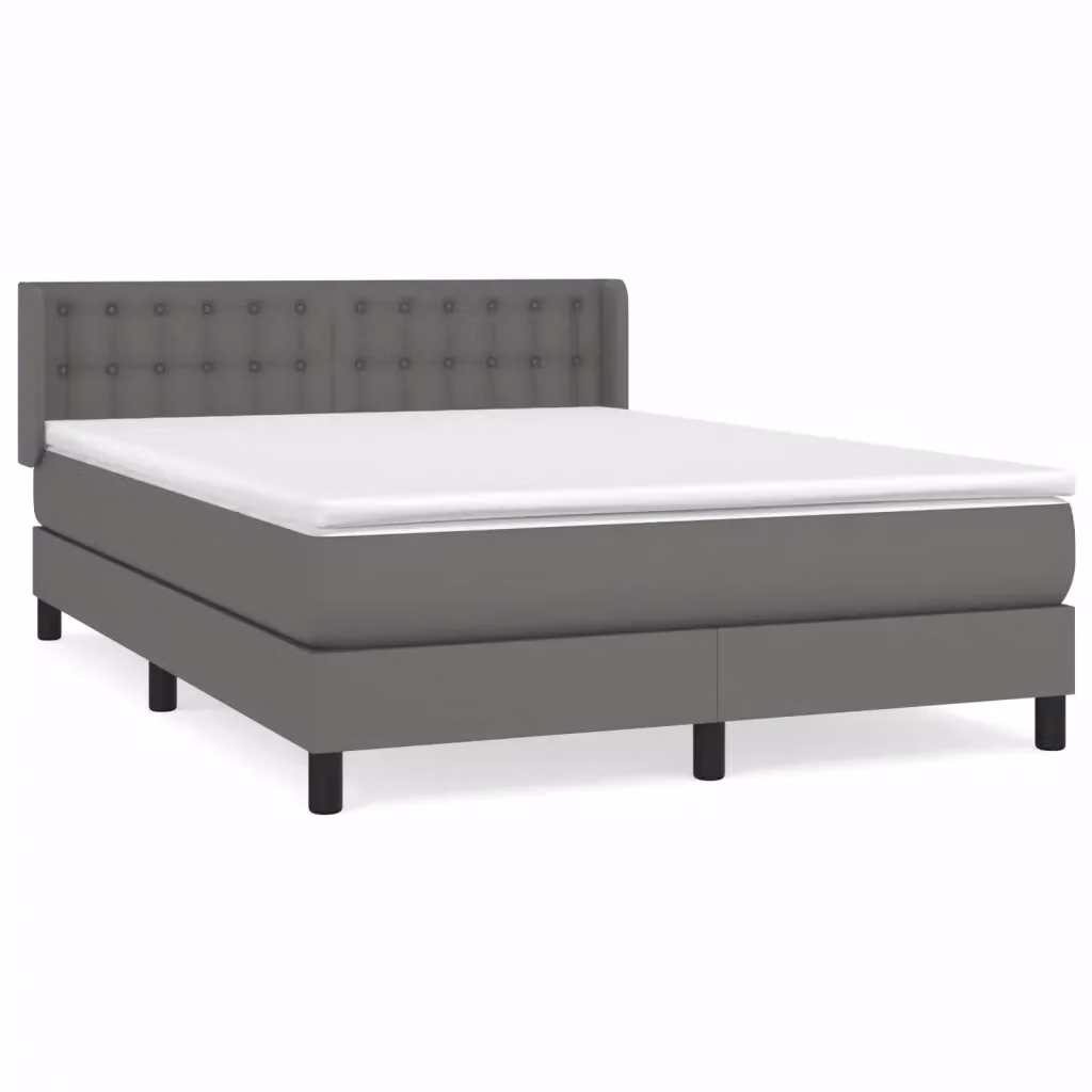 Letto a molle con materasso vidaXL in similpelle grigio e bianco L/P/H: 193 x 147 x 88 cm – 2