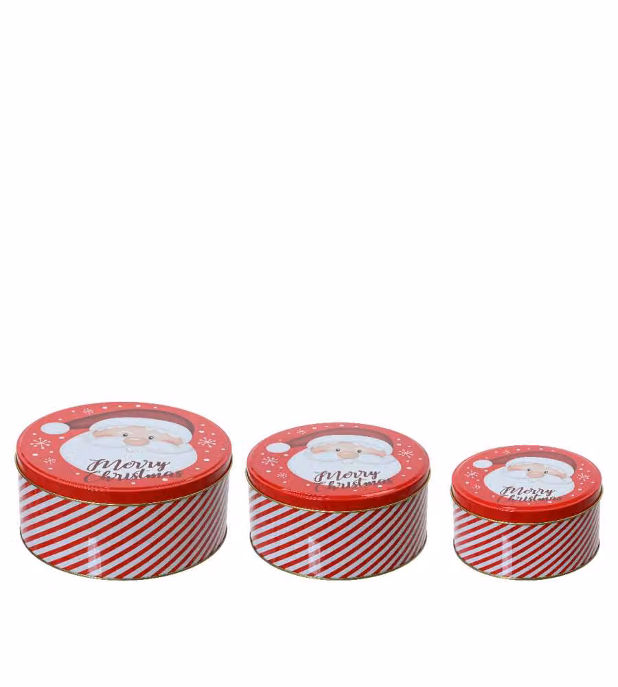 Decoris Set 3 Scatole in Latta - Merry Christmas e Babbo Natale