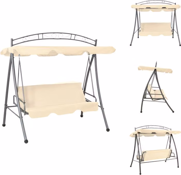 vidaXL Altalena Hollywood con funzione letto e tetto bianco sabbia - Altalene Hollywood