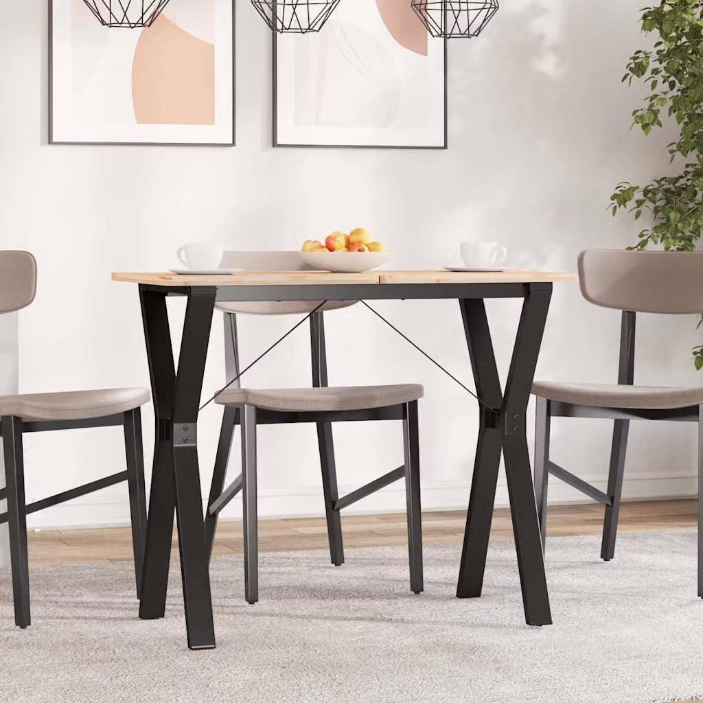 vidaXL Gambe per Tavolo da Pranzo a Y in Metallo Nero con Finitura Laccata L/P/H: 80 x 40 x 73 cm