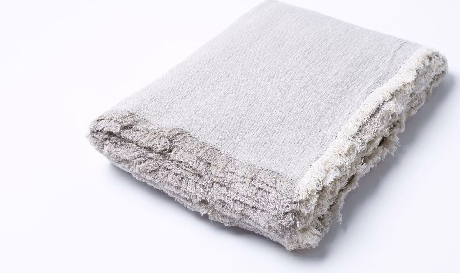Coperta con frange, naturale/ovale, 150x200