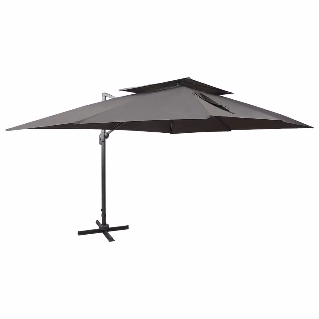 Maison Exclusive - Ombrellone a braccio con doppio tettuccio, antracite, 400 x 300 cm