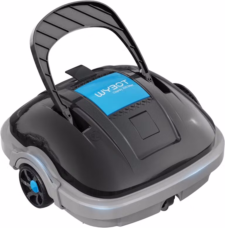 Robot aspirapolvere per piscine, alimentato a batteria, con un'autonomia di 100 minuti e una potente aspirazione, adatto a piscine fino a 80 m²
