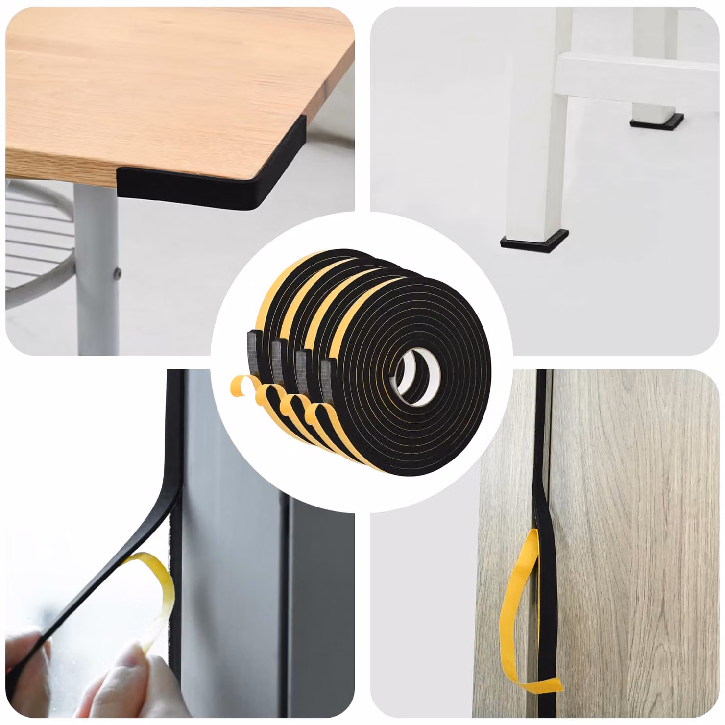 Set di 4 pezzi di nastro adesivo in schiuma biadesivo vidaXL, colore nero, Larghezza: 15 mm, Lunghezza: 5 m