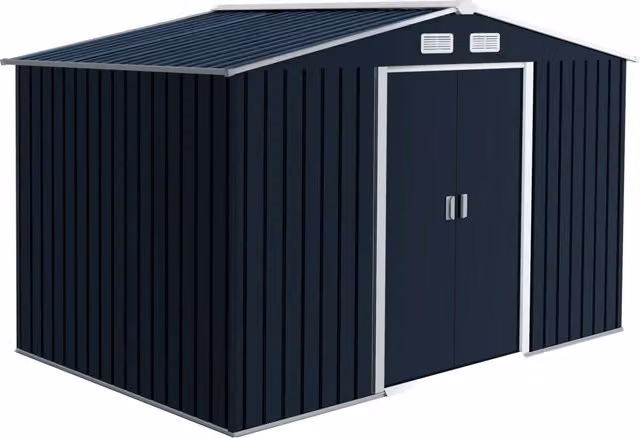 Casetta da giardino in acciaio con 2 porte scorrevoli e ventilazione; 277x195x192 cm; grigio antracite