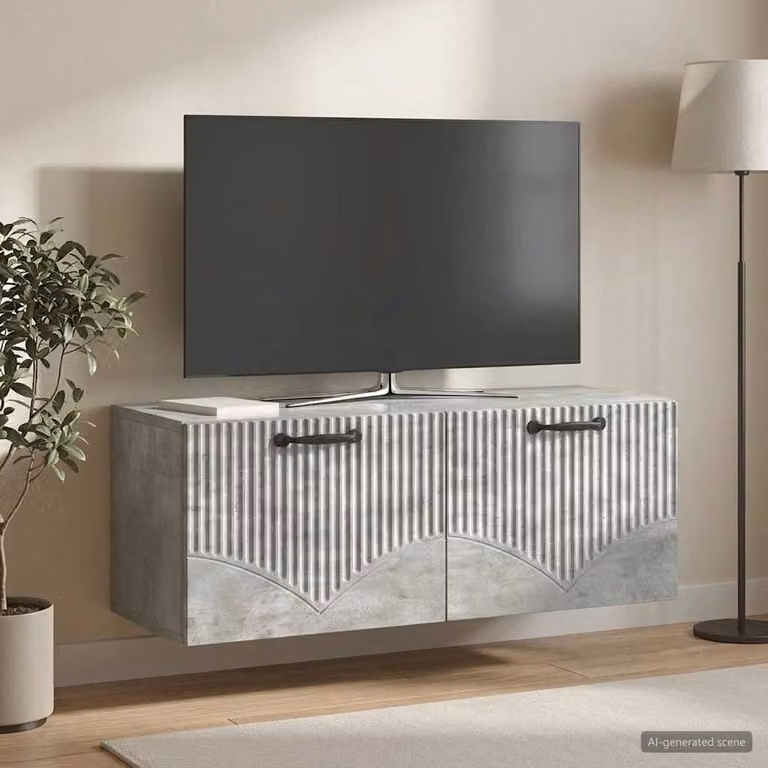 vidaXL Mobile Porta TV da Muro Moderno Grigio Cemento L: 78,5 cm, P: 31 cm, H: 30 cm