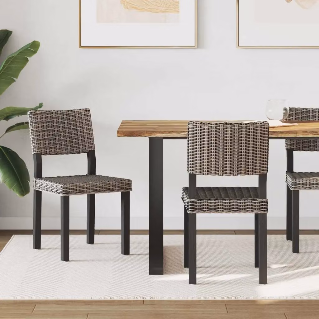 Set di 2 sedie da pranzo moderne in rattan e legno nero lavato, ideali per cucina e soggiorno, L/P/H: 46 x 55 x 84 cm – 2