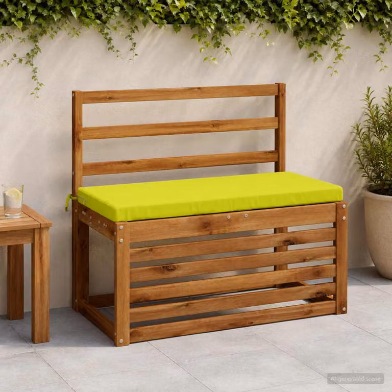 Set di 2 cuscini per panchina vidaXL SOEST in poliestere, modello moderno rettangolare, colori verde e giallo, con fodera rimovibile e resistente ai raggi UV