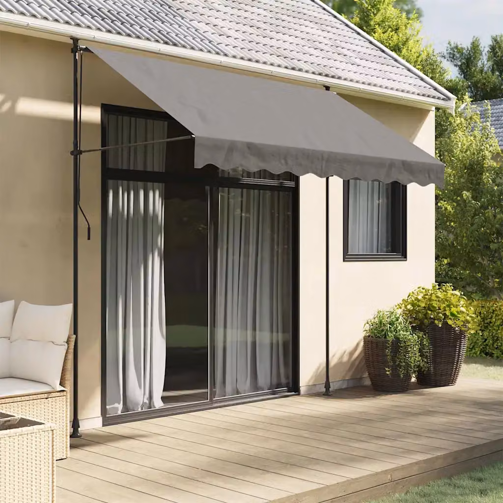 vidaXL Tenda da Sole Retrattile con Bracci Pieghevoli in Acciaio e Tessuto in Poliestere, Colore Antracite, L: 250 cm, P: 150 cm