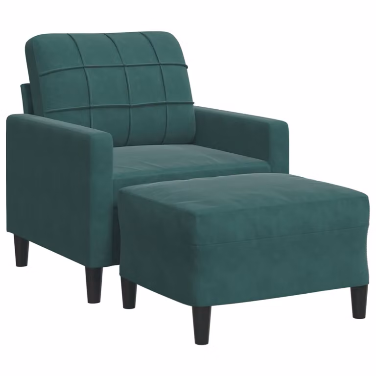 Poltroncina con Poggiapiedi Verde Scuro 60 cm in Velluto
