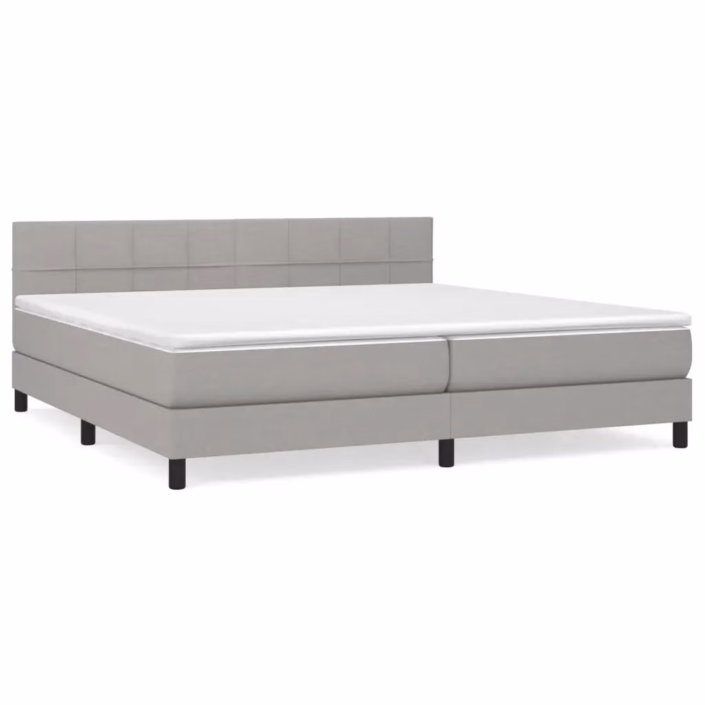 vidaXL Giroletto a Molle Ibrido con Materasso in Tessuto Grigio e Bianco L/P/H: 200 x 200 x 25 cm – 2