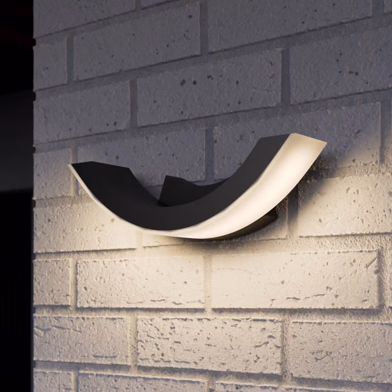 Applique da esterni a LED HALF Lucande, Nero, Alluminio, Moderno, Applique LED da esterni