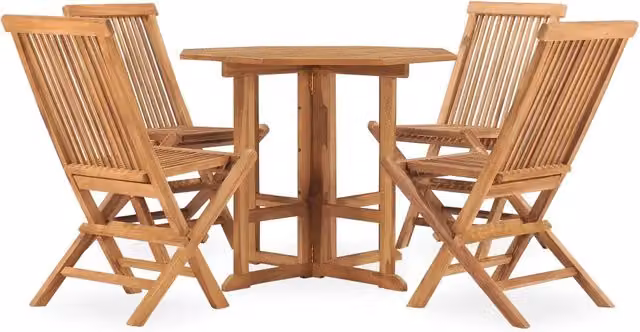 Set da Pranzo da Giardino 5 pz Pieghevole in Massello di Teak 3059979