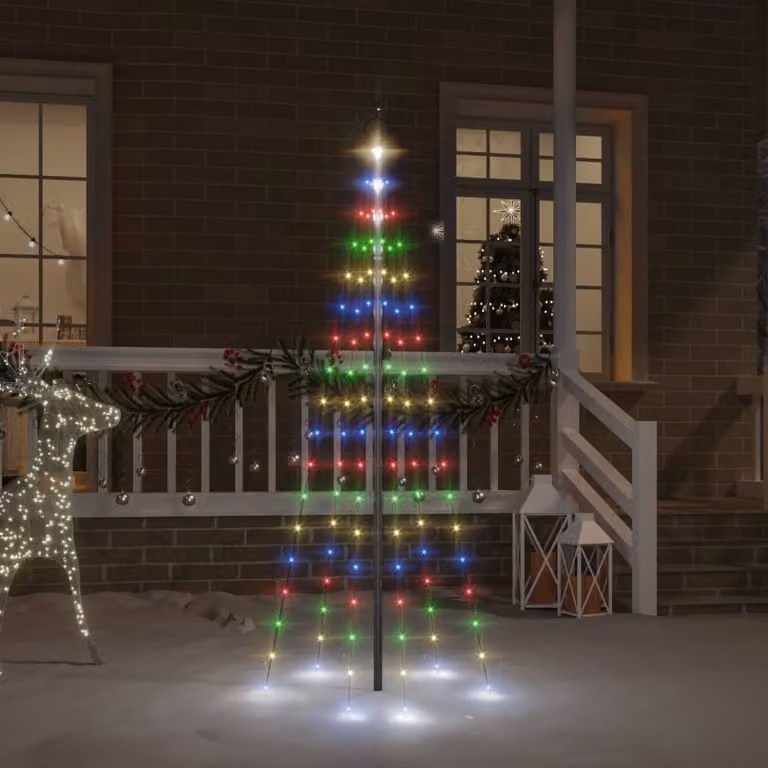 Albero di Natale a LED per bandiera, multicolore, 108 LED, 180 cm