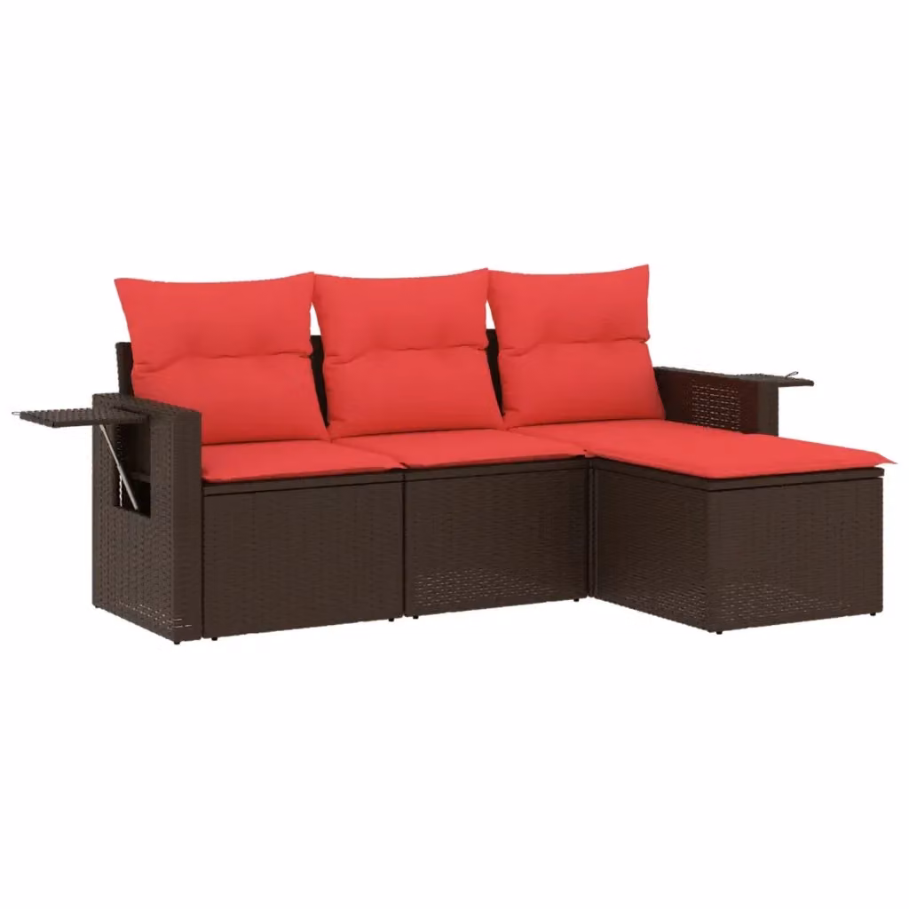 Set di divani da giardino a L vidaXL in polyrattan marrone con cuscini inclusi – 2