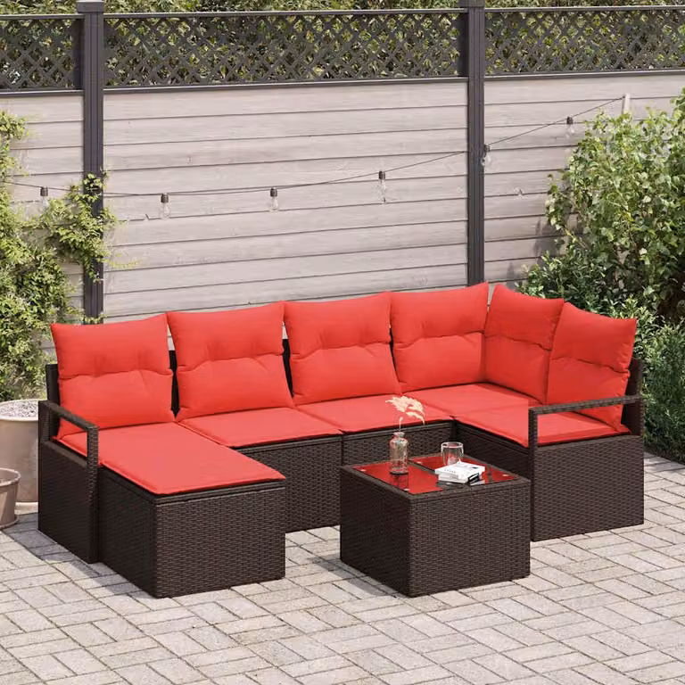 Maison Exclusive - Set di divani componibili, 7 pezzi, color marrone [Materiale sintetico]: rattan sintetico