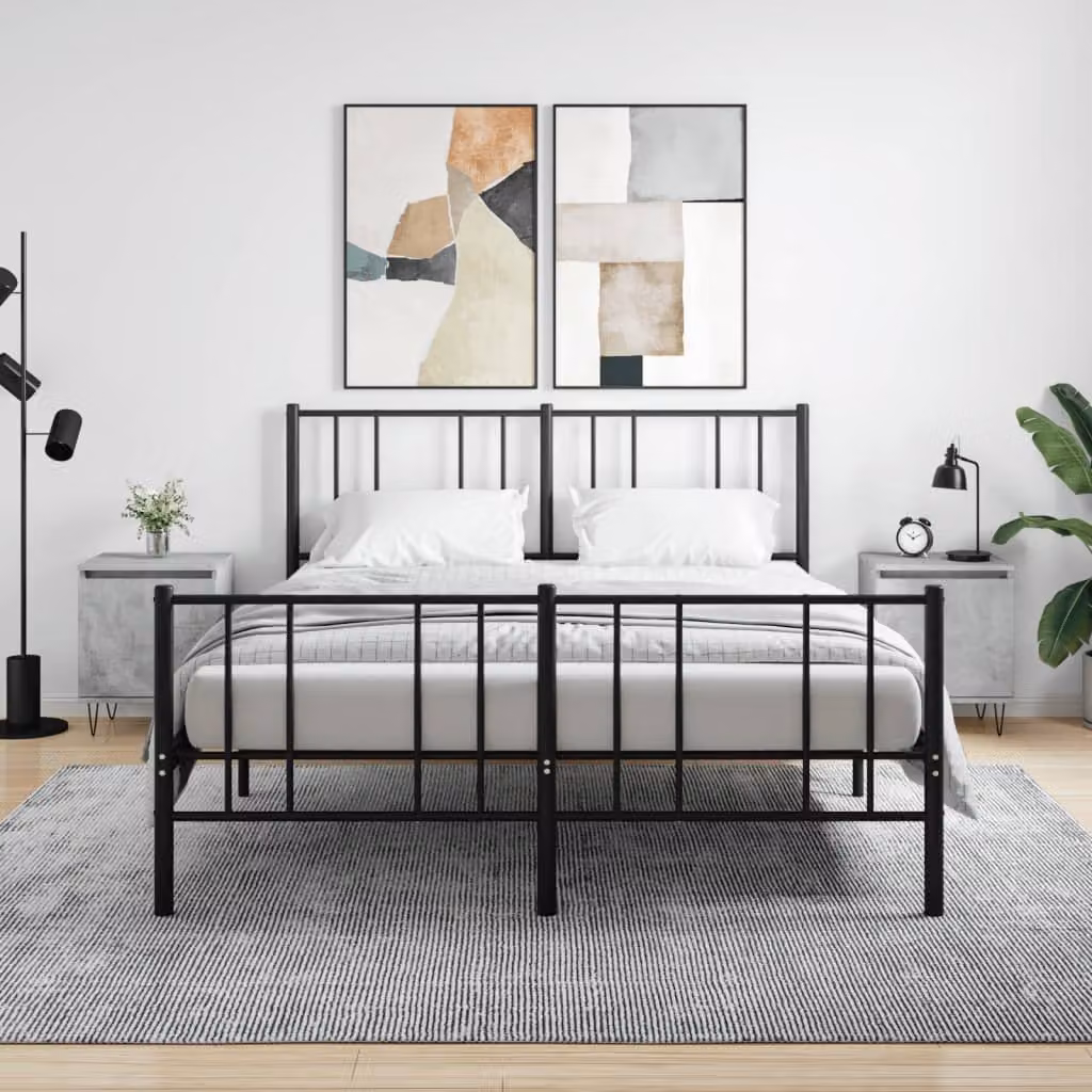 Set di 2 comodini sospesi vidaXL in legno multistrato e metallo, colore grigio cemento, L 40 cm x P 30 cm x H 50 cm