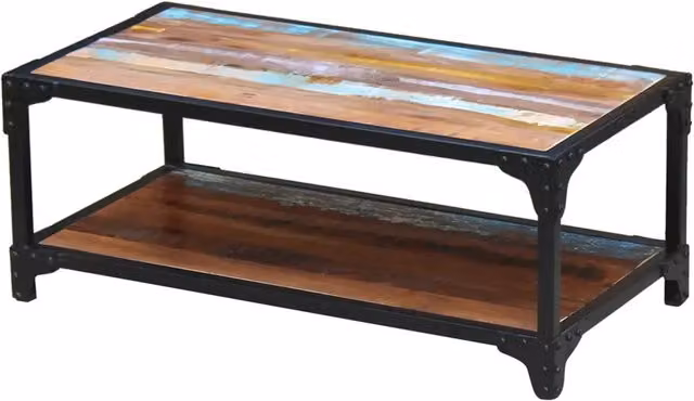 Tavolino da salotto rettangolare in legno massello multicolore stile retro vidaXL