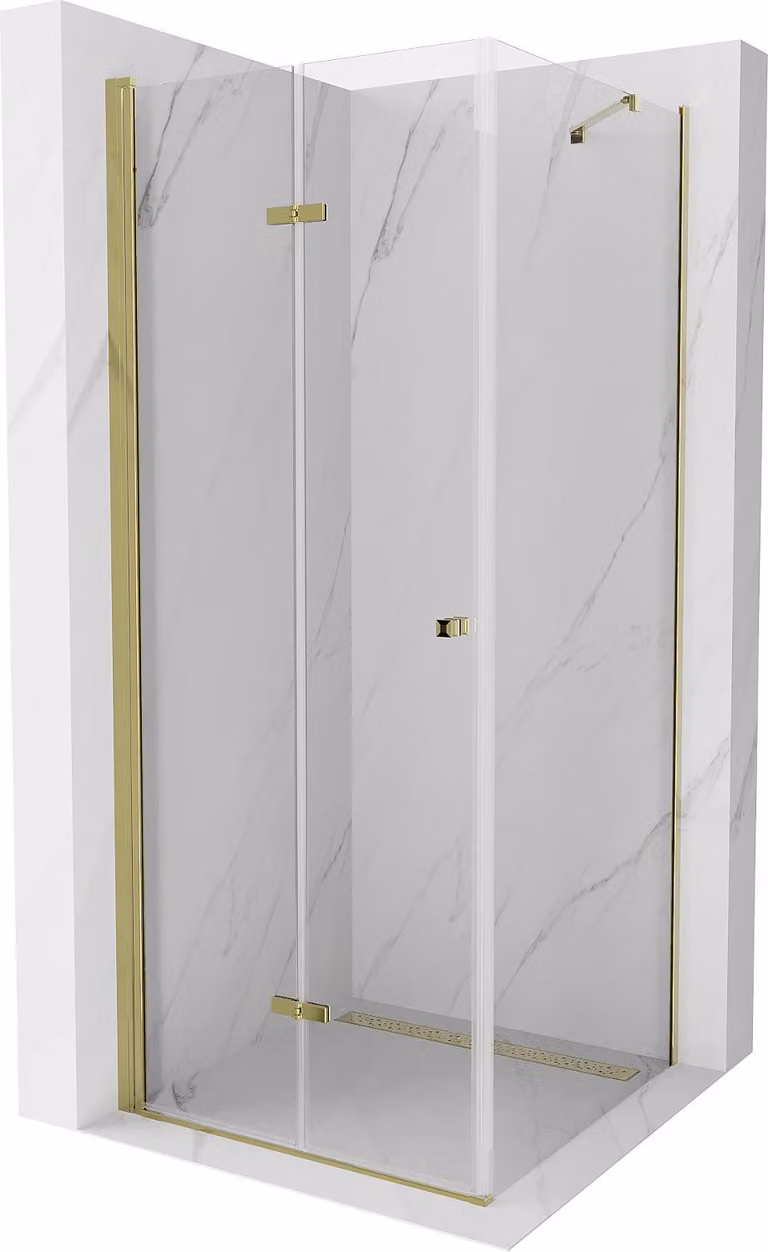 Mexen Lima cabina doccia pieghevole 80 x 80 cm, trasparente, oro - 856-080-080-50-00