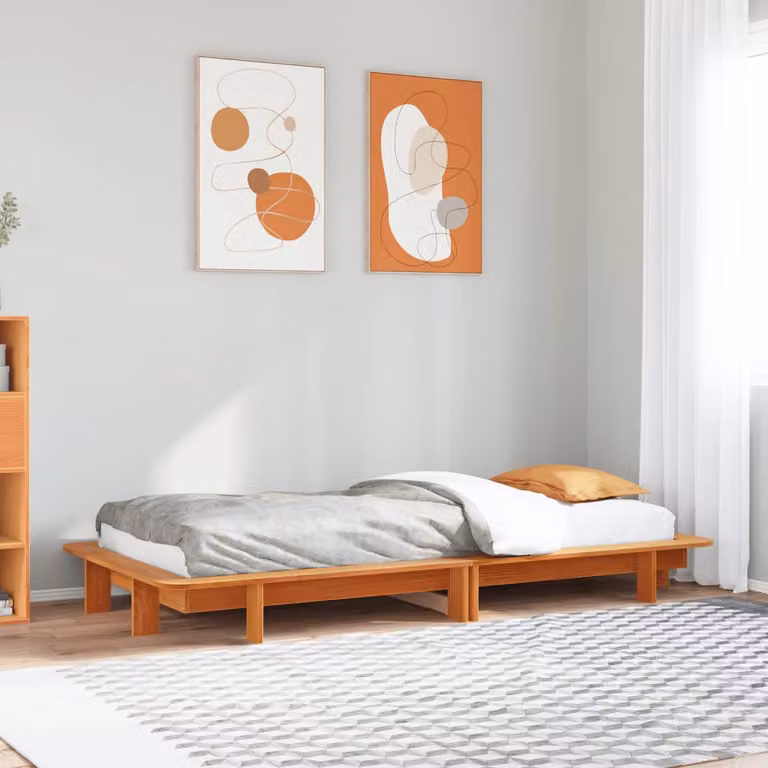 Letto in legno di pino vidaXL Marrone Cera con doghe fisse L/P: 90 x 200 cm