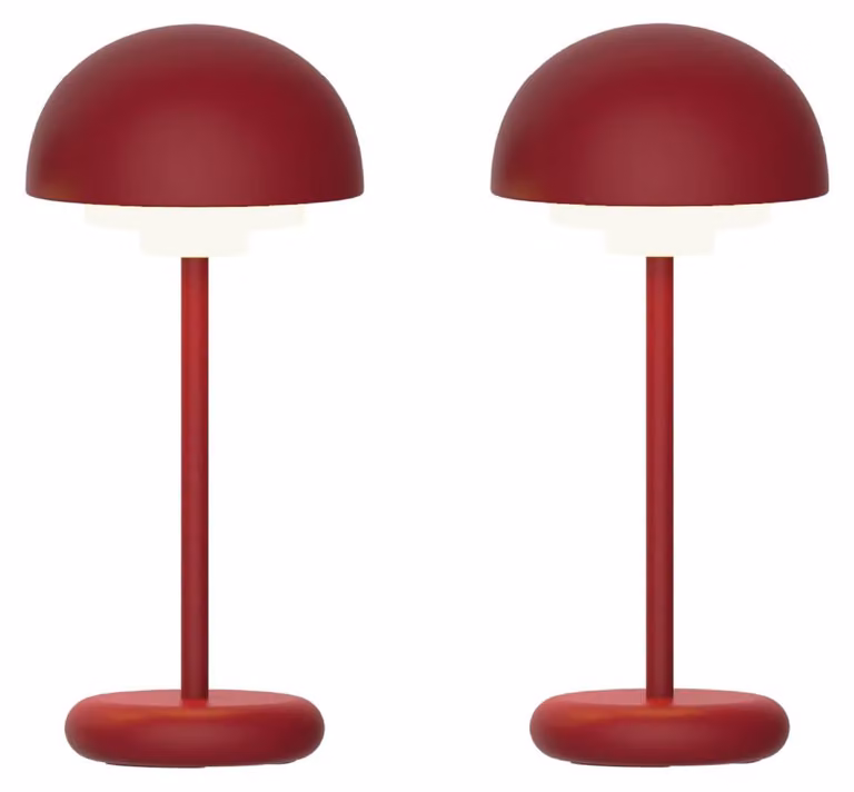 Luxus Europe - Lampada da tavolo Rhodos - Set da 2 pezzi, colore bordeaux - Lampada da tavolo da esterno senza fili, ricaricabile