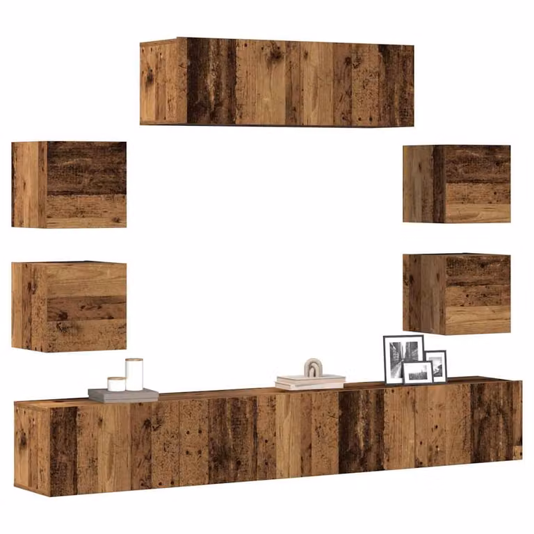 Set Mobile TV vidaXL 7 pezzi in MDF Colore Marrone Antico per Soggiorno