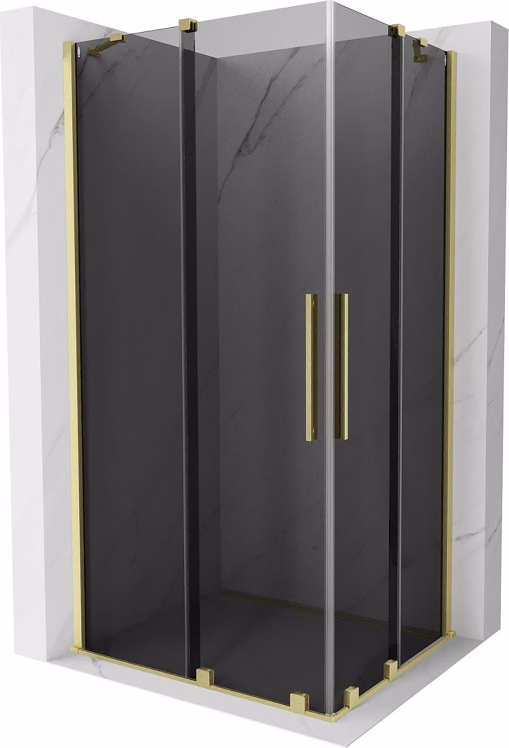 Mexen Velar Duo cabina doccia scorrevole 90 x 80 cm, grafite, oro spazzolato - 871-090-080-42-55