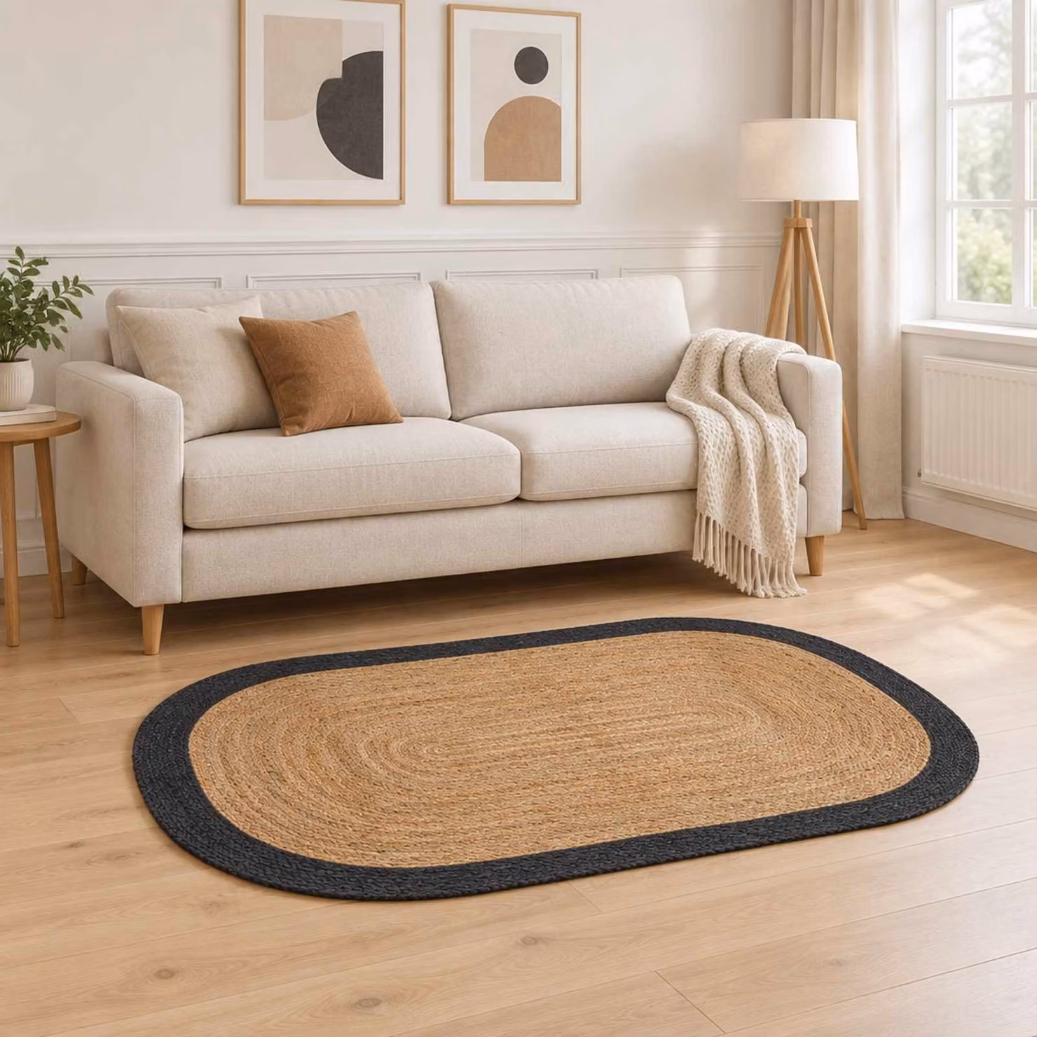 vidaXL Tappeto da Area Grigio Scuro 100 x 152 cm Juta