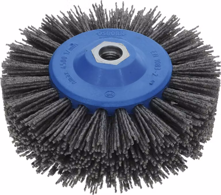 Spazzola Osborn in plastica ø 140mm M14 per smerigliatrici angolari - spazzola rotonda per legno con setole abrasive, attacco per spazzola in plastica K80