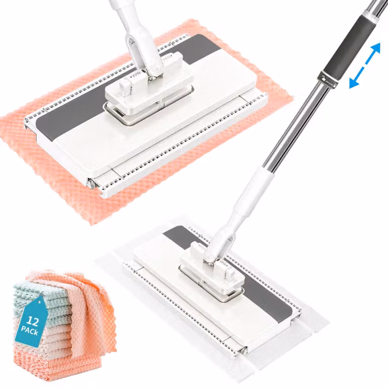 Mocio con sistema di fissaggio a pressione, 12 panni in microfibra, smontabile