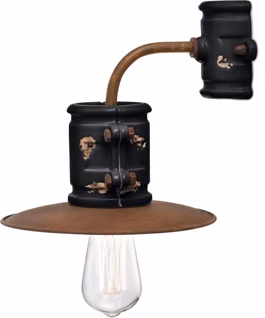 Applique Vintage Urban Ferro E Ceramica Nero 1 Luce E27 25Cm