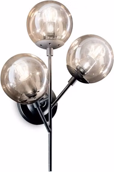 Applique Industrial-Minimal Kepler IDEAL LUX in Metallo Nero e Vetro Trasparente con 3 Luci E27 Regolabili – 1