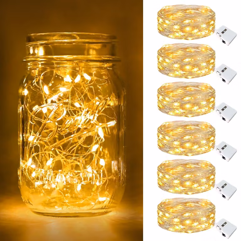 Mini catena luminosa, 20 LED a luce calda, 1 metro, alimentata a batteria
