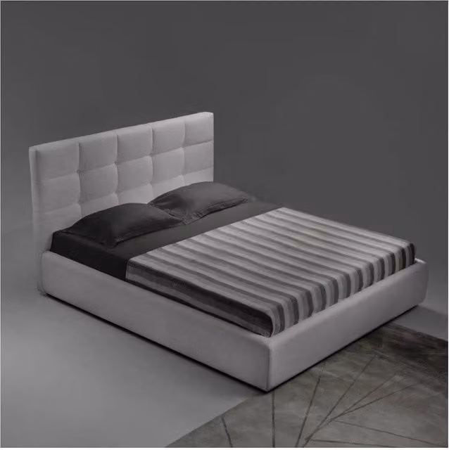 Letto matrimoniale con contenitore Napoli tessuto colore grigio