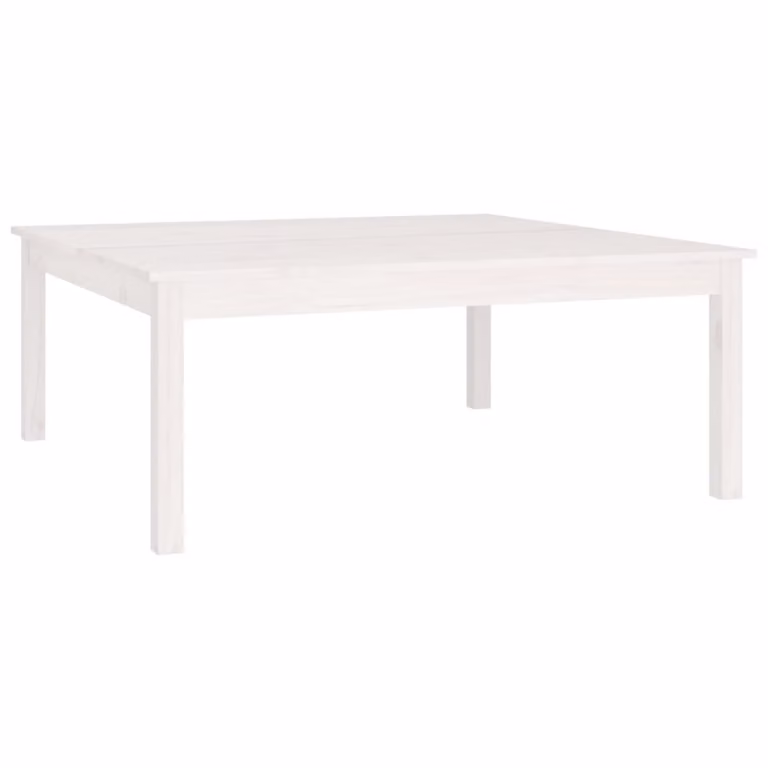 Tavolino da Salotto Bianco 100x100x40 cm Legno Massello di Pino