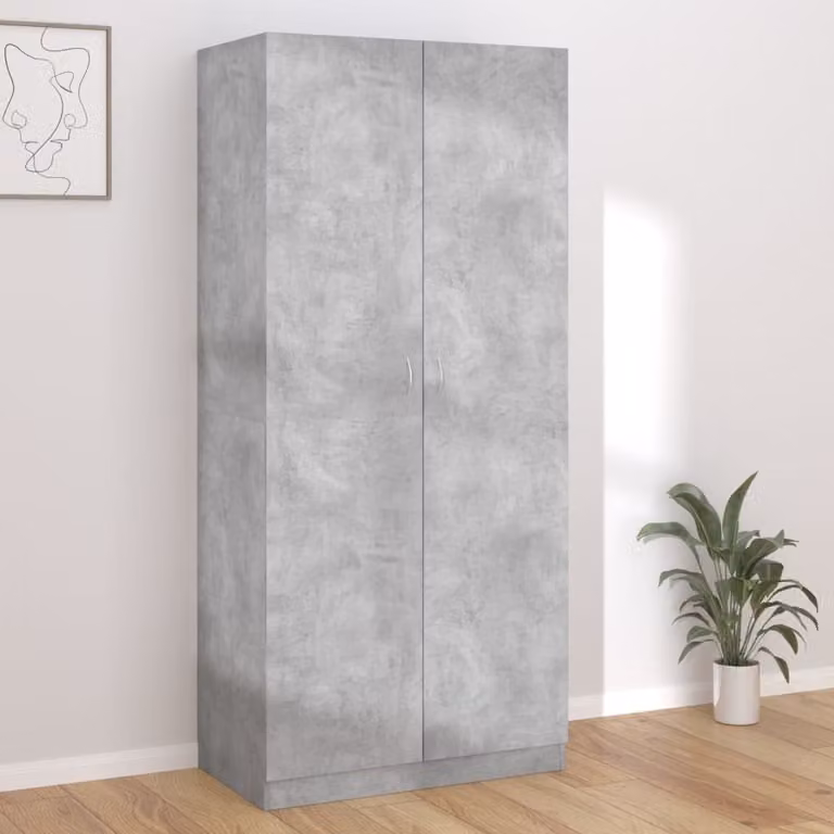 vidaXL Armadio grigio cemento 90x52x200 cm in legno - Armadio - Armadi - Armadio a muro - Armadio a muro - Guardaroba