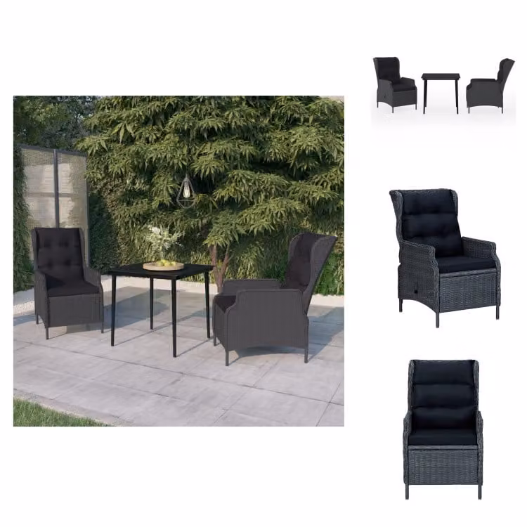 vidaXL set da pranzo da giardino 3 pezzi grigio scuro - Set di mobili da giardino