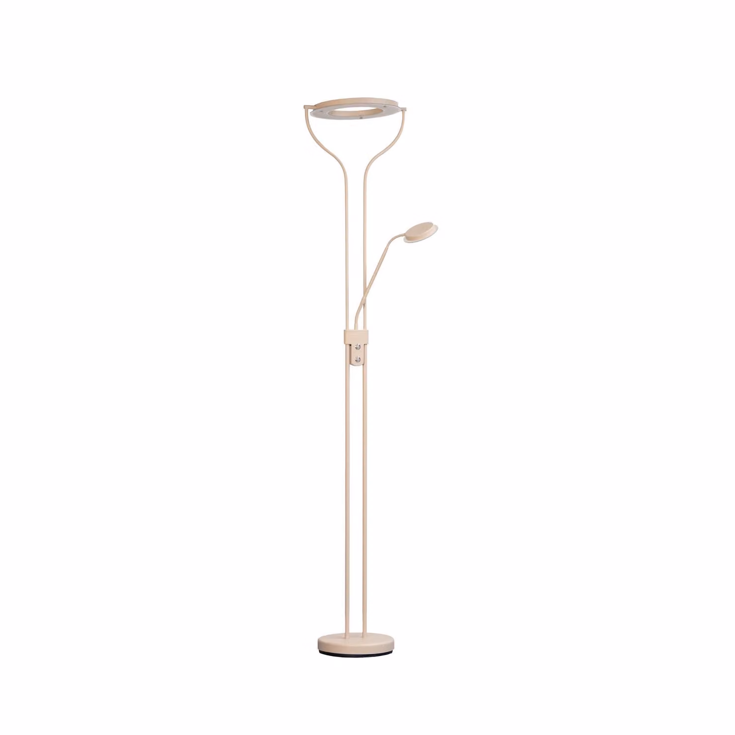 FISCHER & HONSEL Lampada da terra con luce lettura Davos, dimmerabile, Crema / Ambra, Soggiorno / Sala da pranzo, Metallo, Lampada LED da terra