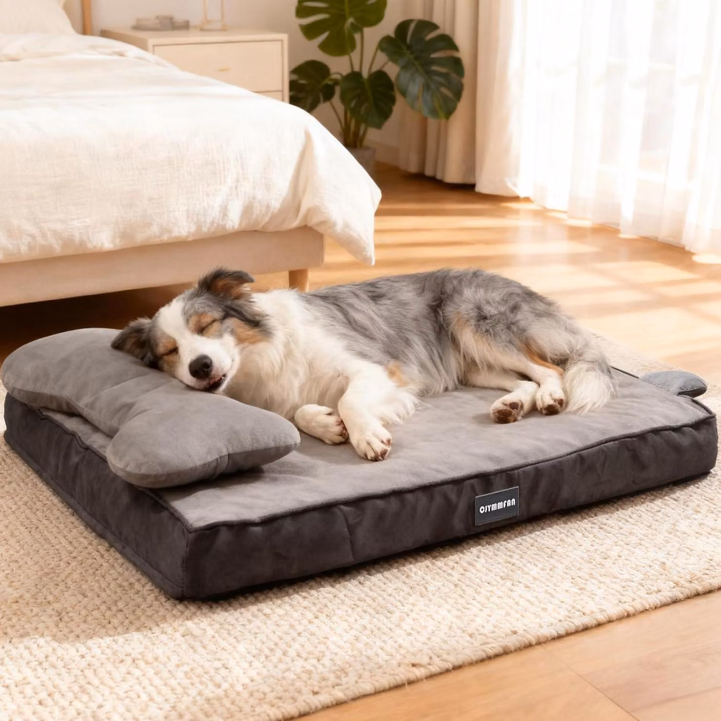 Cuccia ortopedica per cani, realizzata con memory foam, lavabile, impermeabile, colore grigio, taglia L
