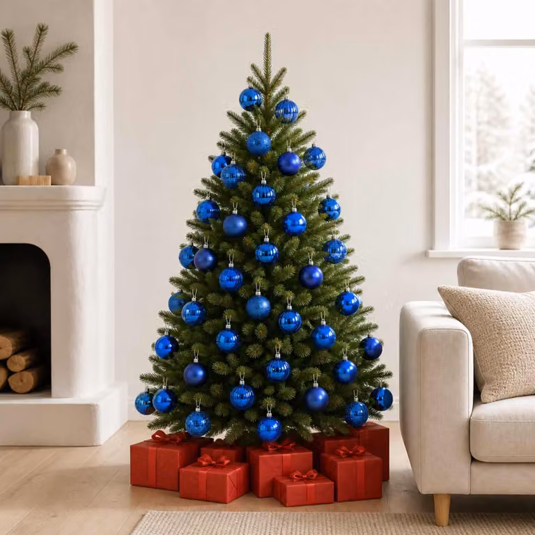 vidaXL Set di Palline di Natale 50 pz Blu 8 cm Polistirolo