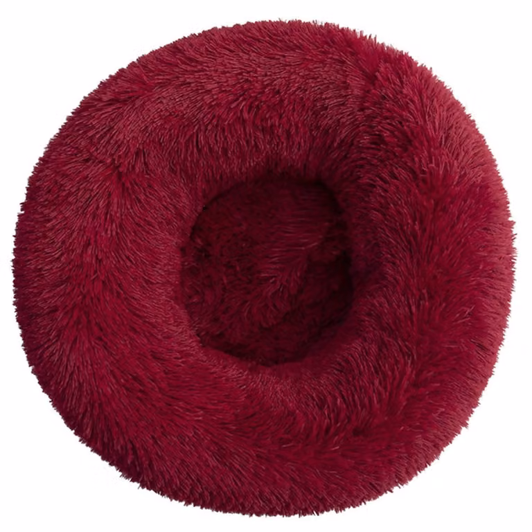 Cuccia per cani a forma di ciambella, modello "nuvola", rotonda, in peluche, lavabile, morbida, colore bordeaux, dimensioni 120x120x20 cm