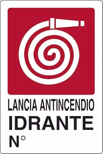 Cartello Lancia antincendio idrante Ngr luoghi pubblici 30CMx20CM