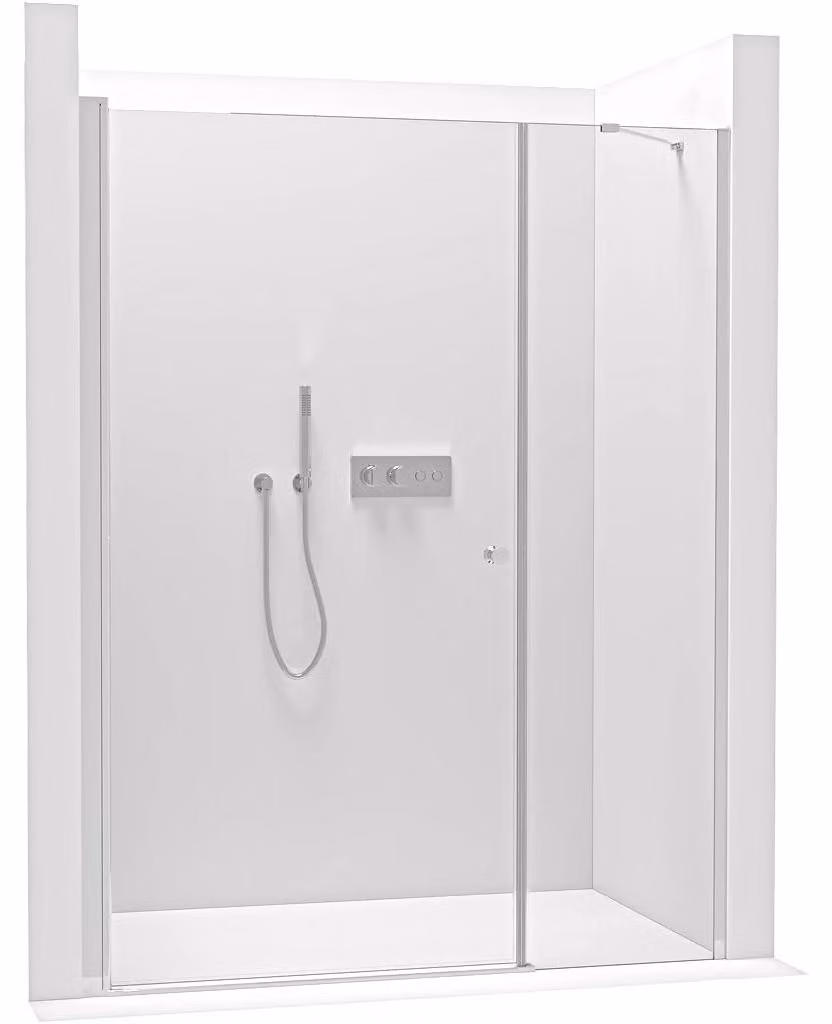 Porta doccia a battente Antelo con parte fissa, sinistra/destra - 6 mm - cromo, vetro trasparente - 140(90+50)x190 cm
